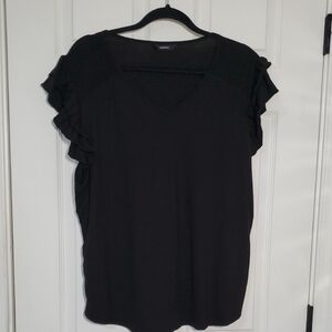 Black Ruffle Sleeve Blouse